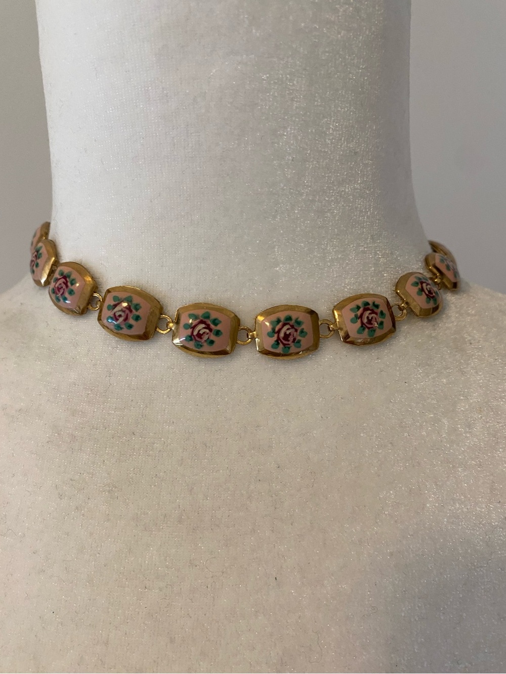 Vintage Mid-Century Guilloche choker necklace